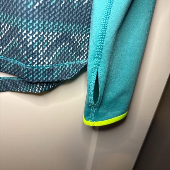 Nike Women's Teal and Lime Hoodie - Picture 4 of 5